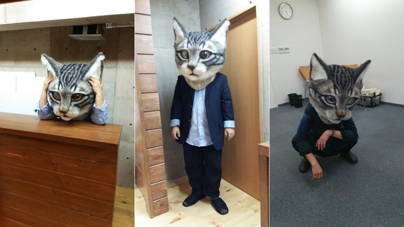 Illustration for article titled You Can Wear This Freaky Cat Head in Tokyo